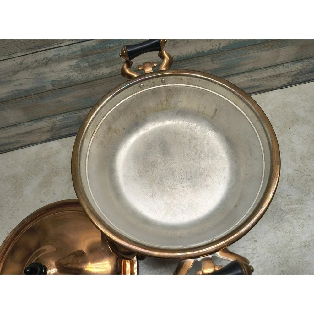 VINTAGE 5 PIECE COPPER‎ & BRASS CHAFING POT, S&S Co  sternau & Co new york